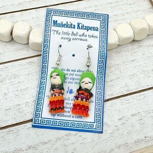 Muñekita Kitapena Mexican Worry Doll Handmade Earrings NWT